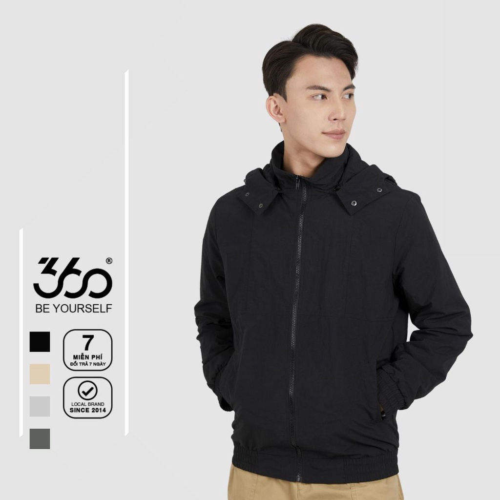 Áo khoác gió nam 2 lớp có mũ thương hiệu 360 Boutique chất liệu cao cấp - AKGTK301
