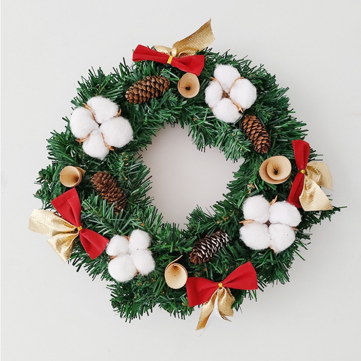 Vòng Hoa Trang Trí Noel KCS22 size 30cm Tặng Kèm Đèn Vòng Nguyệt Quế Giáng Sinh