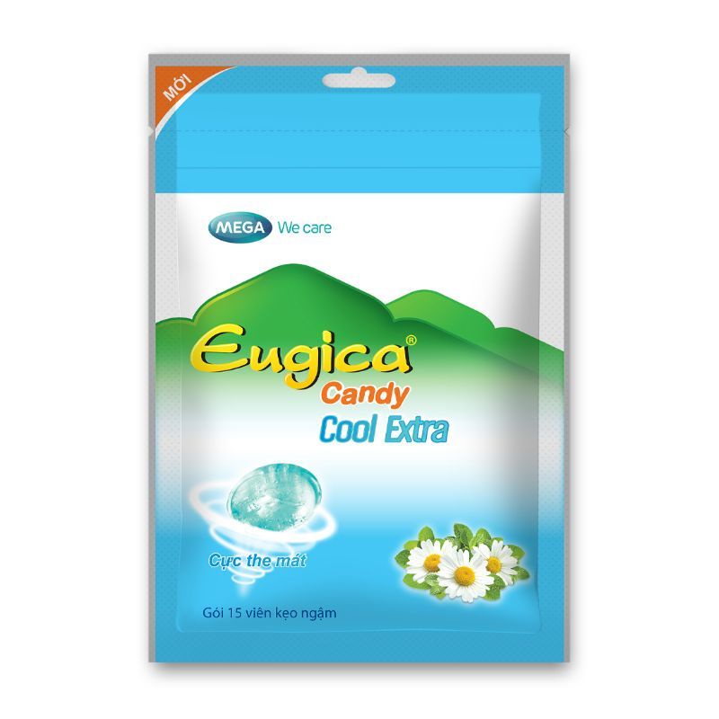 Kẹo Eugica Cool ⚡ CAM KẾT CHÍNH HÃNG ⚡ Kẹo ngậm giúp giảm ho rát họng hiệu quả - 15 viên