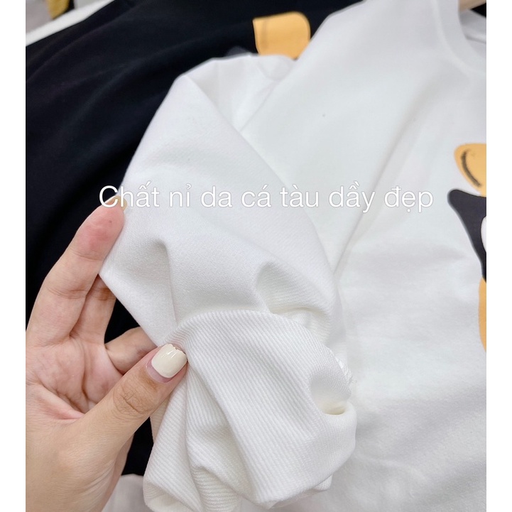 ÁO THUN THỤNG HÌNH GẤU MẶT VÀNG ĐEO KÍNH