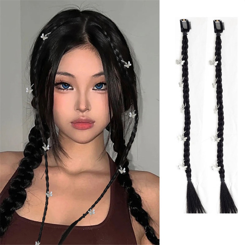 Set 2 Tóc Giả Thắt Bím Đuôi Ngựa Y2k Phong Cách Punk Hiphop Cá Tính Dành Cho Nữ