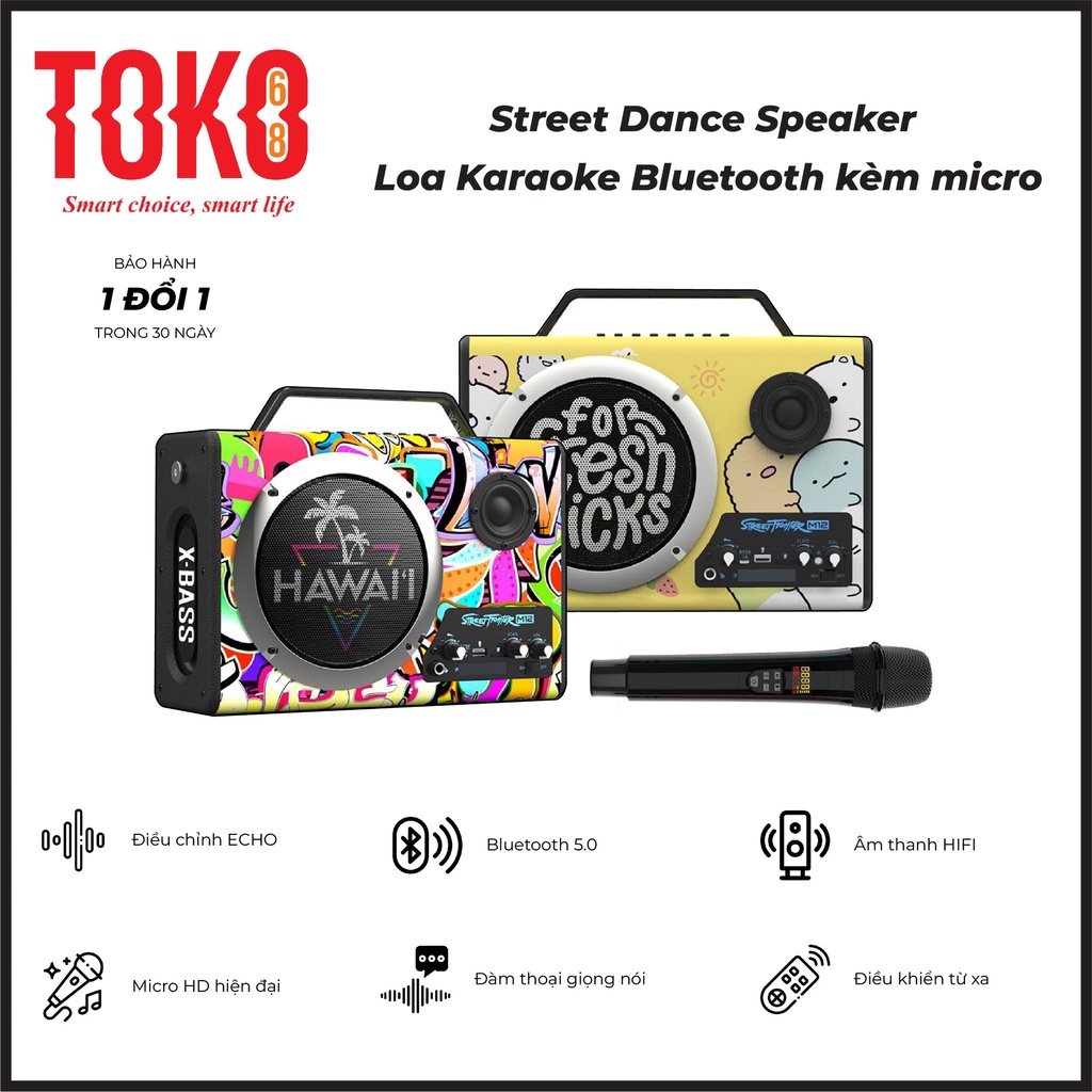 Loa Karaoke Bluetooth du lịch tặng kèm mic mẫu mới nhất chất liệu cao cấp thời trang âm thanh hiện đại