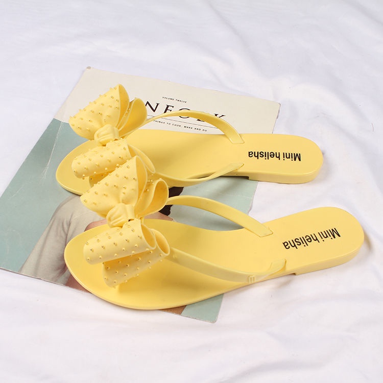 Dép Xỏ Ngón Đế Bằng Chống Trượt Đính Nơ Pha Lê Thời Trang Mùa Hè 2021 Dành Cho Bạn Nữ