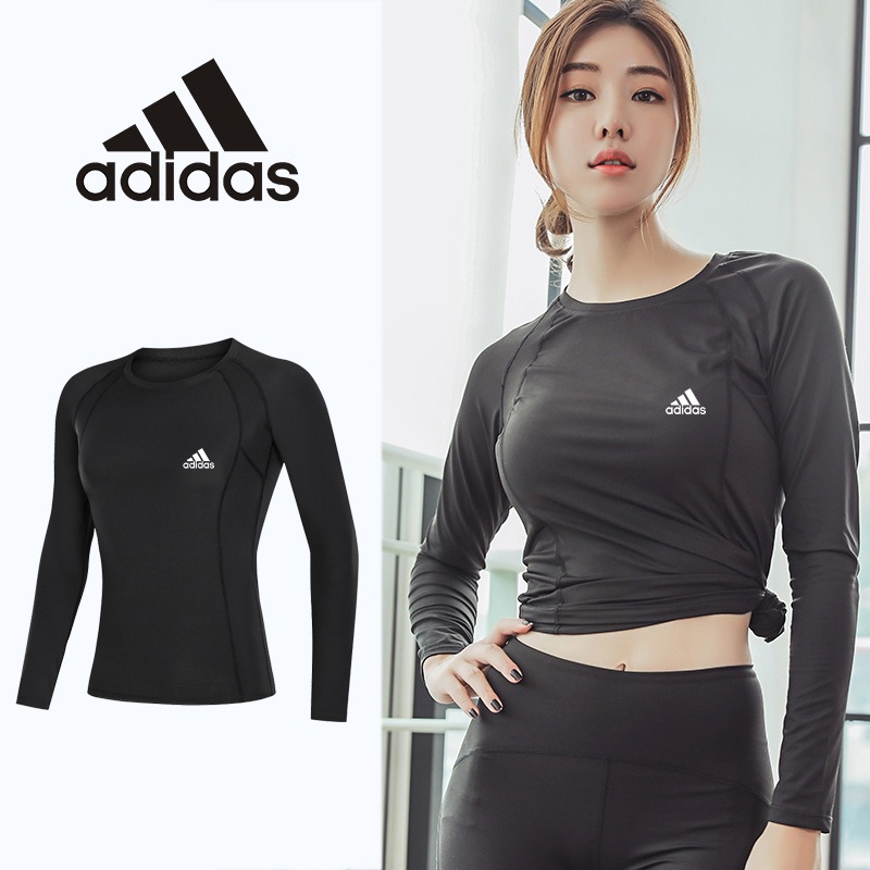 Adidas Áo Thun Thể Thao Dài Tay Ôm Dáng Thoáng Khí Chất Lượng Dành Cho Nữ