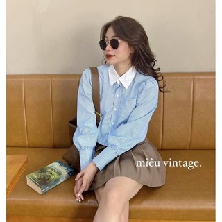 Sơmi kẻ croptop