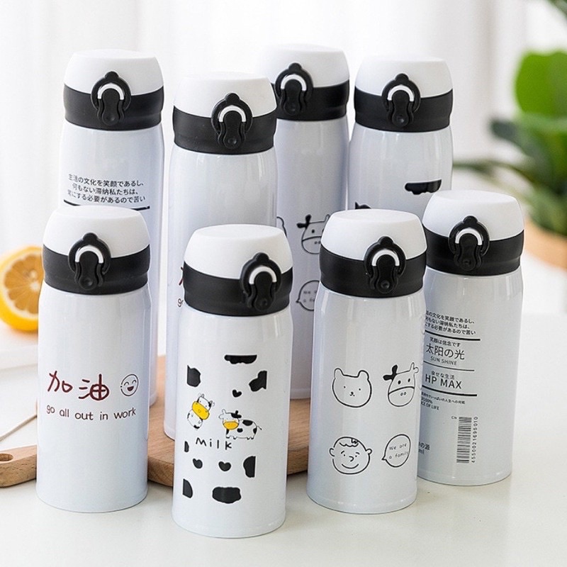 bình giữ nhiệt inox hình bò sữa cute 500ml