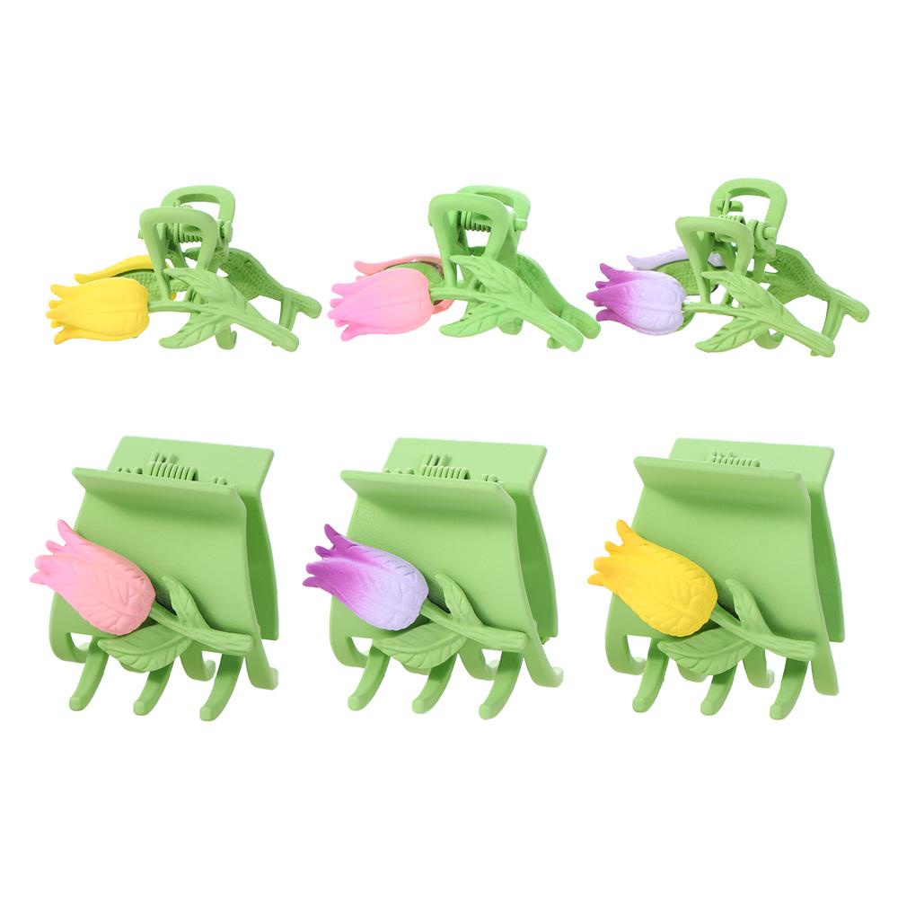 Kẹp Tóc Càng Cua Cá Mập Nhỏ Hình Hoa Tulip Lấp Lánh Thanh Lịch Cổ Điển Cho Nữ