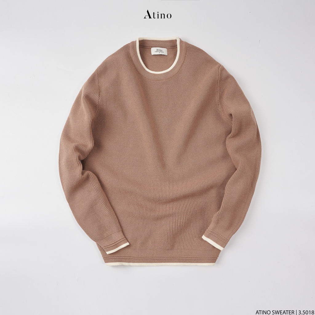 Áo Len Dài Tay Nam Viền ATINO Vải Len Hàn Quốc Cao Cấp Ấm Áp Form Regular Fit AL4.5018