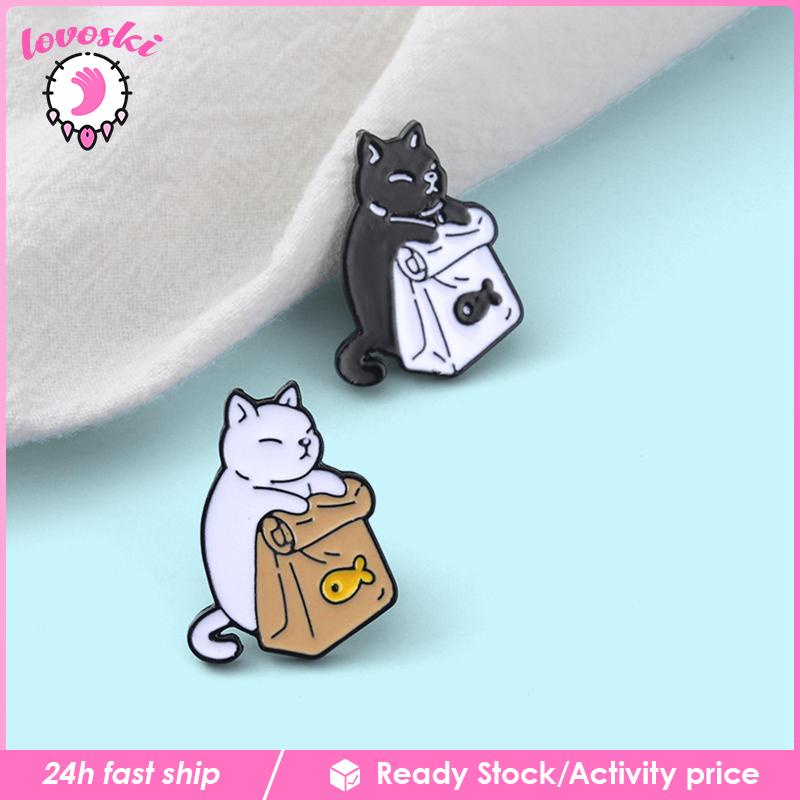 Set 2 Ghim Cài Áo Hình Mèo Tráng Men Dễ Thương