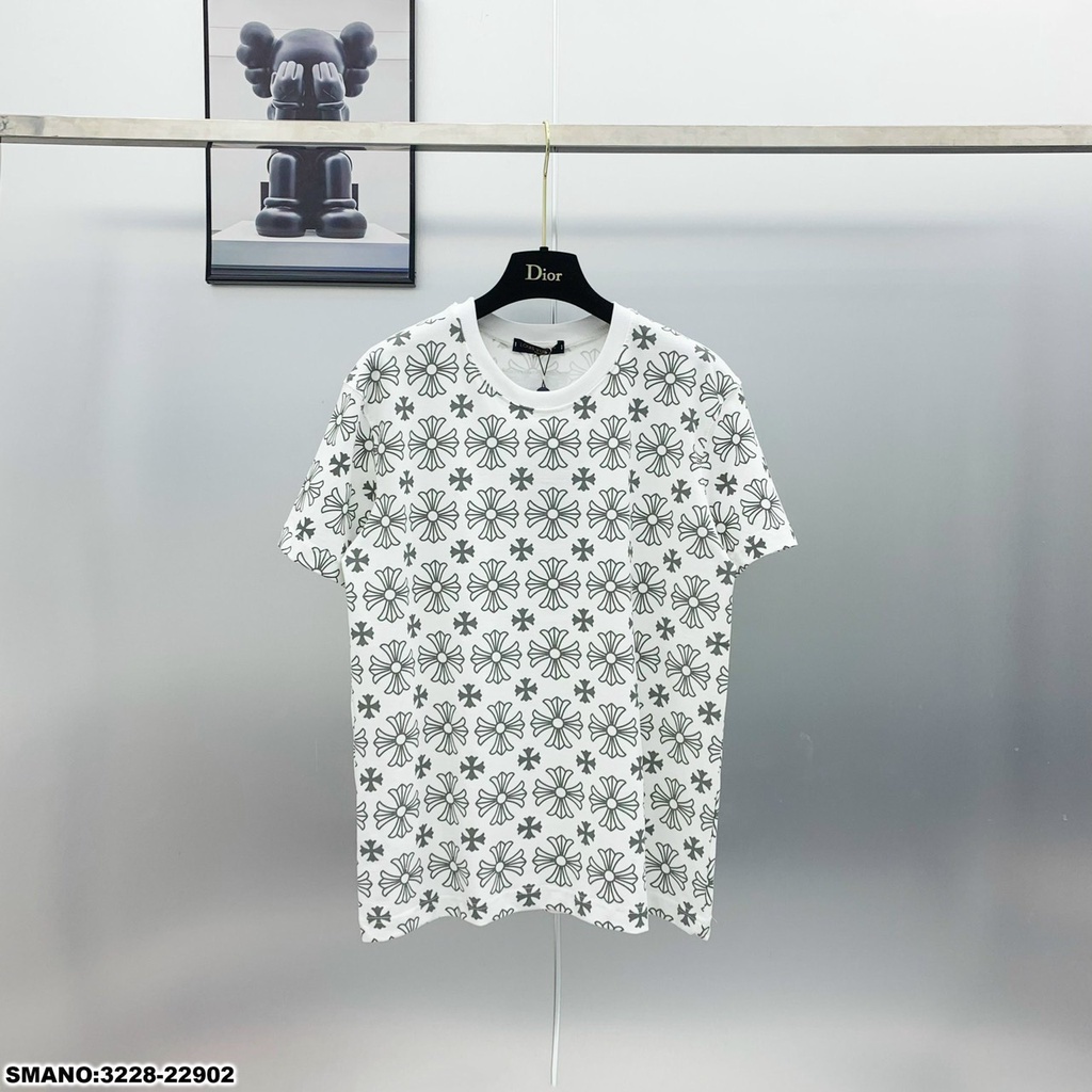 Áo Phông Nam Họa Tiết Hoa Vải Cotton Mát Mịn - Áo Thun Nam LV In Họa Tiết Cao Cấp