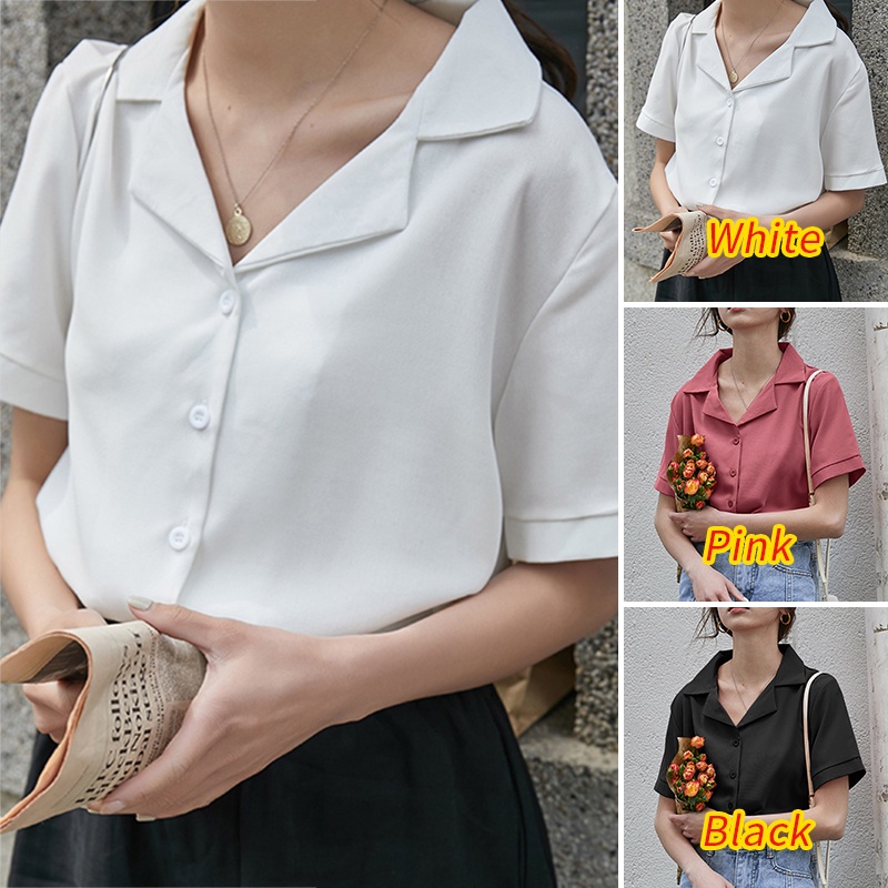 Áo Thun Nữ Ngắn Tay Màu Trơn Phong Cách Hàn Quốc ZANZEA