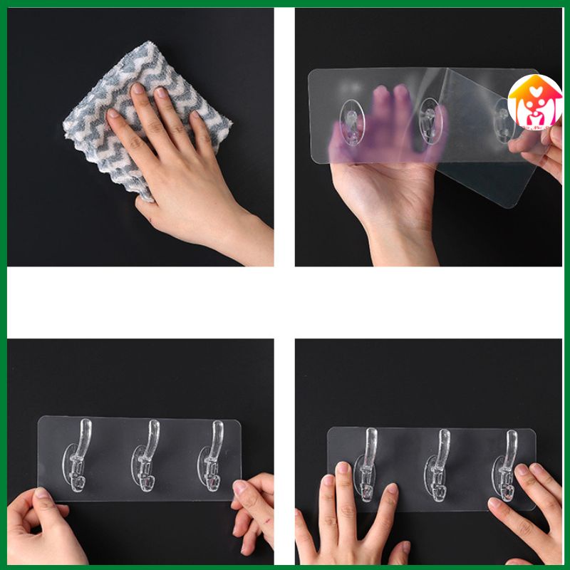 Thanh 6 Móc Dán Tường Trong Suốt Chịu Lực Cao Siêu Bền