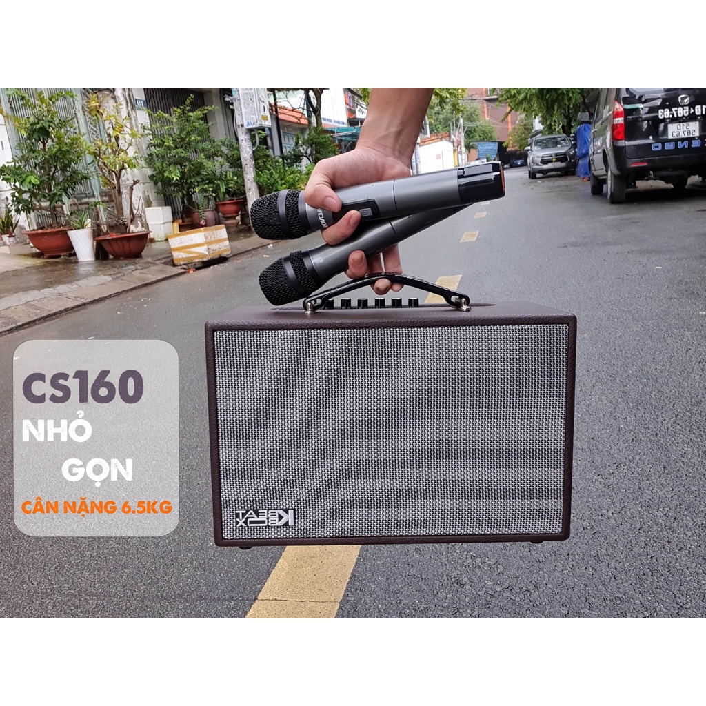 Loa xách tay karaoke Acnos CS160 công suất max đỉnh đạt 300W tặng kèm 2 micro không dây phù hợp dã ngoại đi du lịch