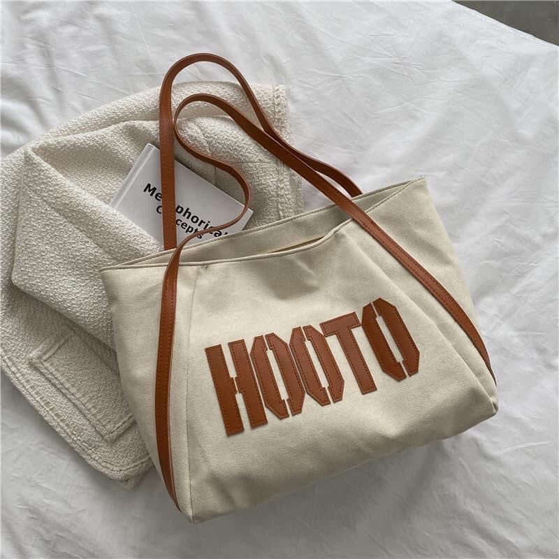 Túi đeo vai da lộn Hooto phong cách Hàn xinh xắn, trẻ trung