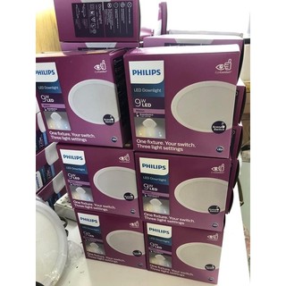 Đèn âm trần Philips đổi 3 màu 9w PHI 105 (trắng, vàng và trung tính)