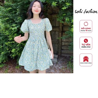 Váy hoa nhí, váy tay phồng hoa nhí,váy babydoll hoa nhí dáng váy bí