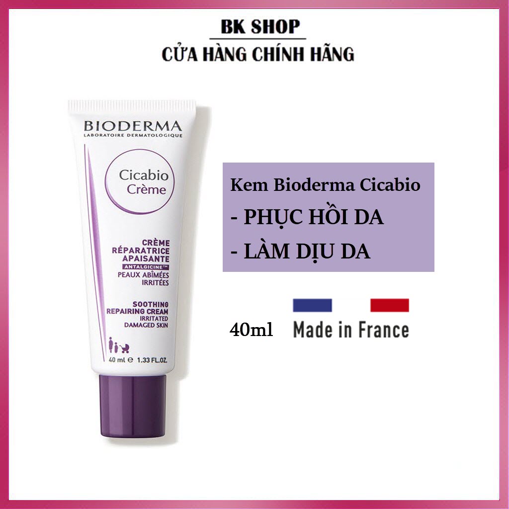 [Hàng Pháp] Kem Dưỡng Bioderma Cicabio Creme 40ml giúp Dưỡng Ẩm Phục Hồi Và Làm Dịu Da