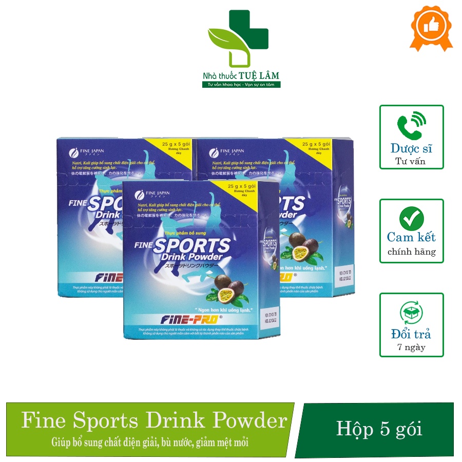 Bột pha uống bù điện giải Fine Sports Drink Powder vị chanh leo dễ uống giúp tăng cường thể lực, giảm mệt mỏi, bù nước