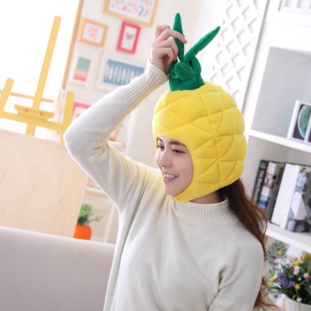 Mũ Trùm Đầu Hình Sư Tử / Hoa Hướng Dương / Quả Dứa Bằng Lông Nhung Mềm Mại Kích Cỡ Lớn