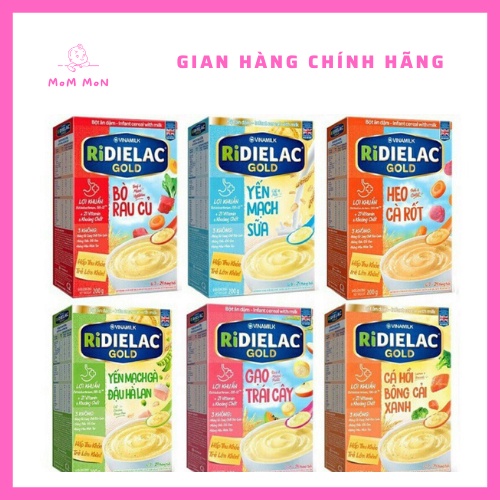 Bột ăn dặm RIDIELAC GOLD đủ loại hộp giấy 200g