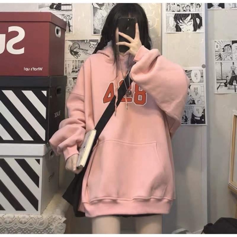 [Mã 12MINI10 giảm 30K đơn 99K] áo hoodie nỉ bông mũ 2 lớp dây rút có túi tay bồng in số 425