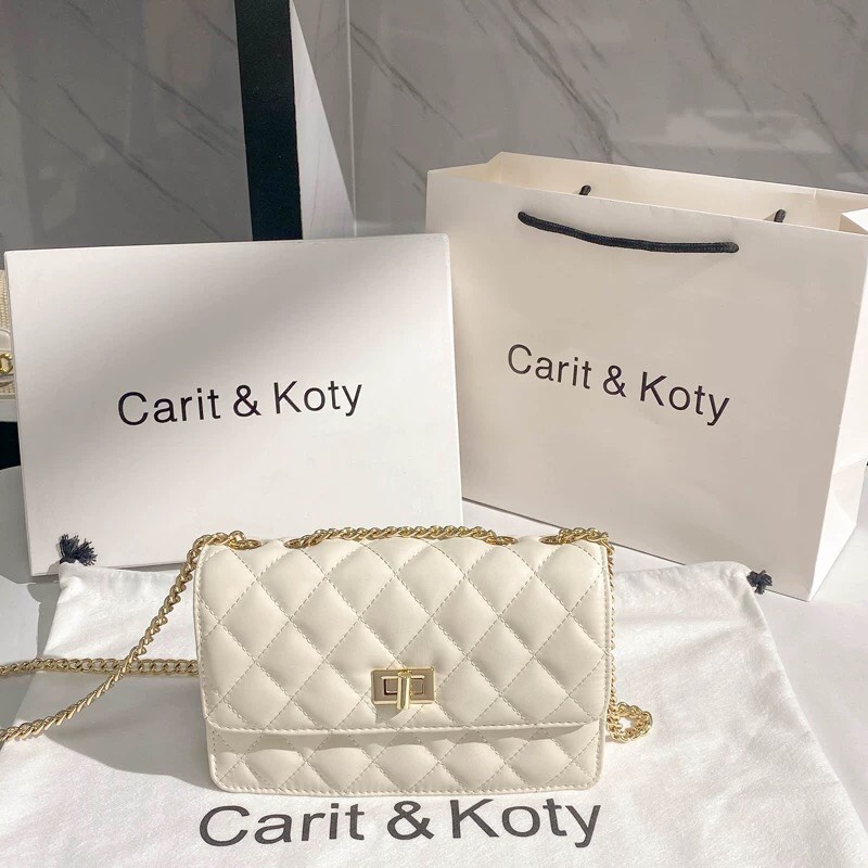Túi Xách Nữ Carit & Koty Dáng Gập May Caro Da PU Cao Cấp - Hàng QC