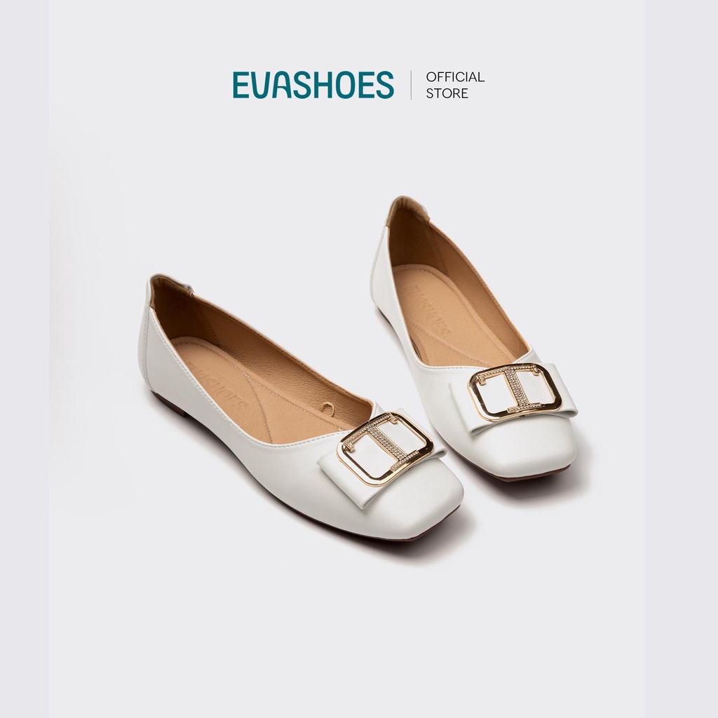 Giày Búp Bê Đế Bệt EVASHOES Mũi Tròn Đính Đá EVAE0010