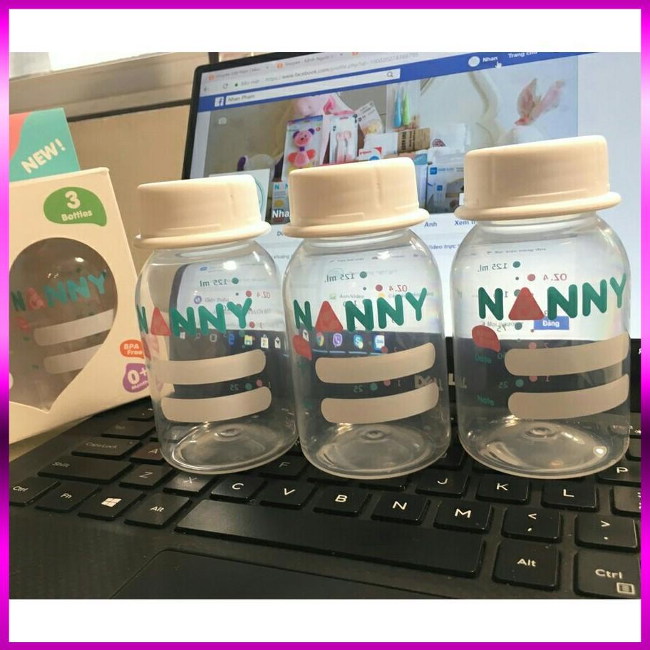 Bộ 3 bình trữ sữa Nanny 125ml - Thailand (chính hãng)