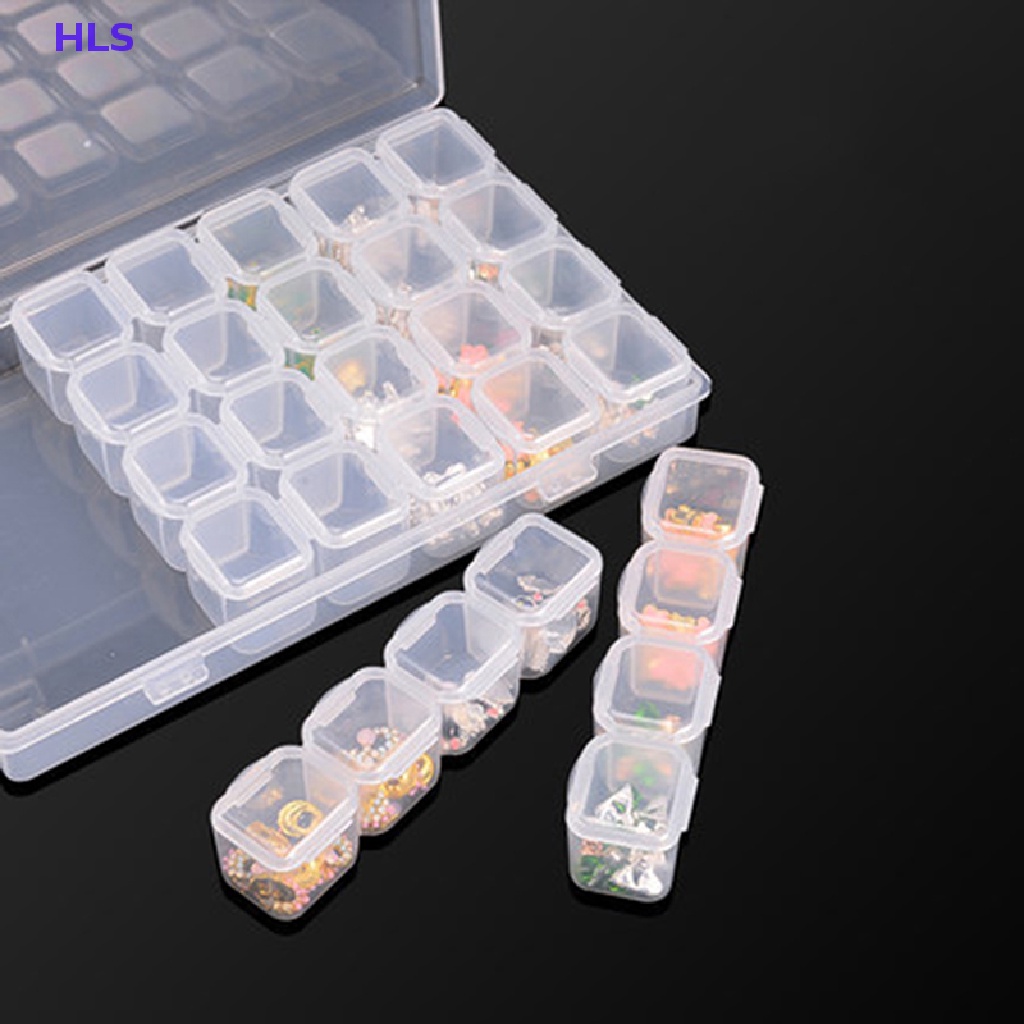 Hộp Nhựa 28 Ngăn Đựng Hạt / Trang Sức / Phụ Kiện Trang Trí Móng Nghệ Thuật