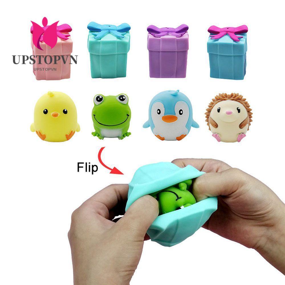 UPSTOP 1 Pcs Flip Gift Box Cute Pet Pinch Animal Silicone Toy Decompression To Adult Kid Toy