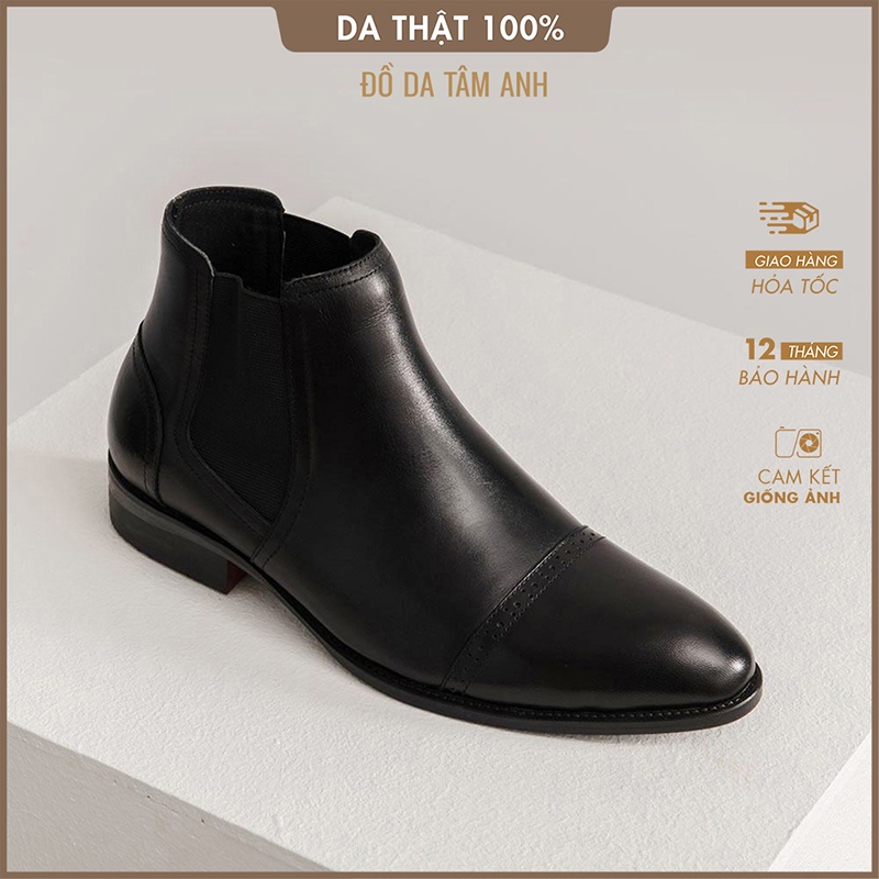 Giày chelsea boots, giày tây nam lịch lãm, sang trọng da bò thật Tâm Anh GNTA6232-1-D