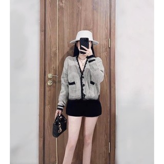 Áo cardigan len tay dài cổ tim 2 cúc cài phối túi trước cực kì xinh chất len qccc