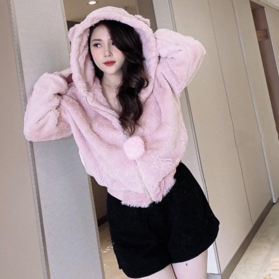 😍😍 HOT TREND 😍😍 ÁO KHOÁC LÔNG CỪU TAI GẤU KHÓA BÔNG CỰC CHẤT T76