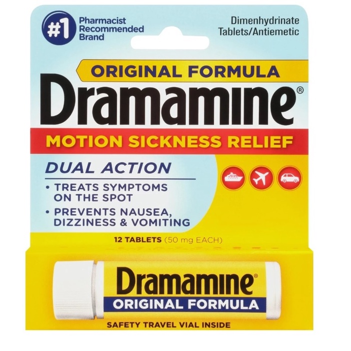 Viên hỗ trợ say tàu xe, máy bay Dramamine 12v của Mỹ