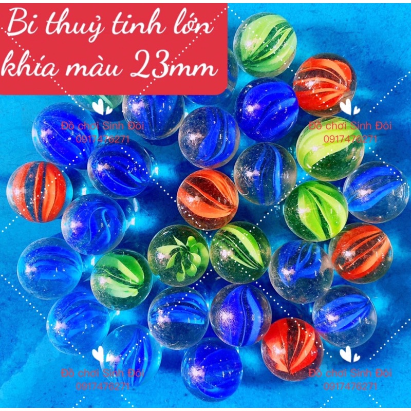Bi thủy tinh khía 7 màu lớn 23mm - 100 viên
