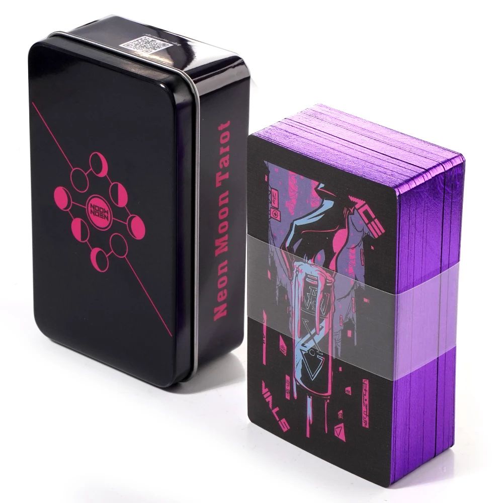Bộ Bài Neon Moon Tarot Hộp Sắt Nifoki