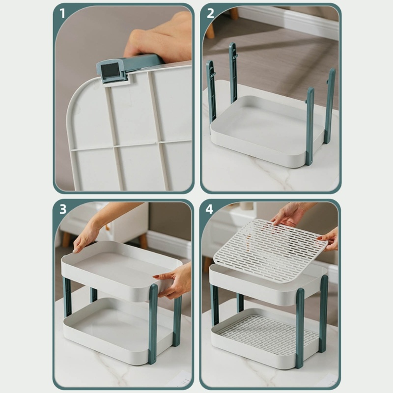 Giá Đỡ Đựng Mút Rửa Trái Cây Hai Tầng Ráo Nước Siêu Tiện Lợi Dành Cho