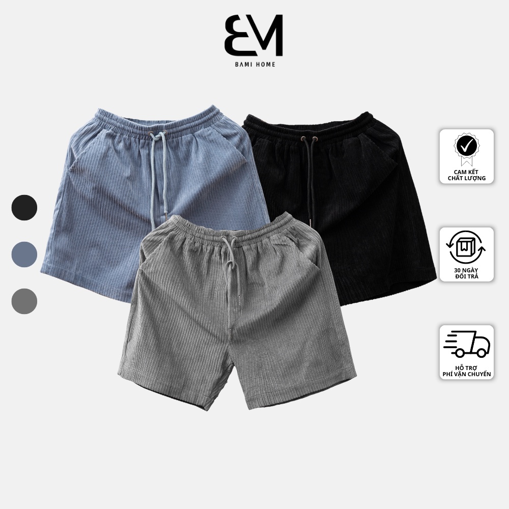 Quần short đùi nhung tăm Nam Nữ BAMI HOME cao cấp form regular năng động thoải mái QNG02
