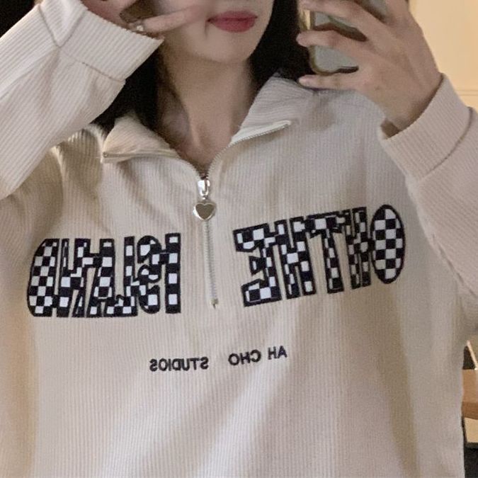 Áo Hoodie Dáng Rộng Thời Trang Retro Hàn Quốc Cho Nữ
