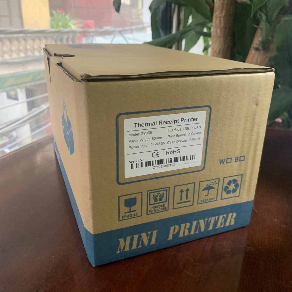 Máy in hóa đơn Zywell ZY305  In máy tính điện thoại qua cổng Lan giá rẻ máy in bill k80 tự động cắt