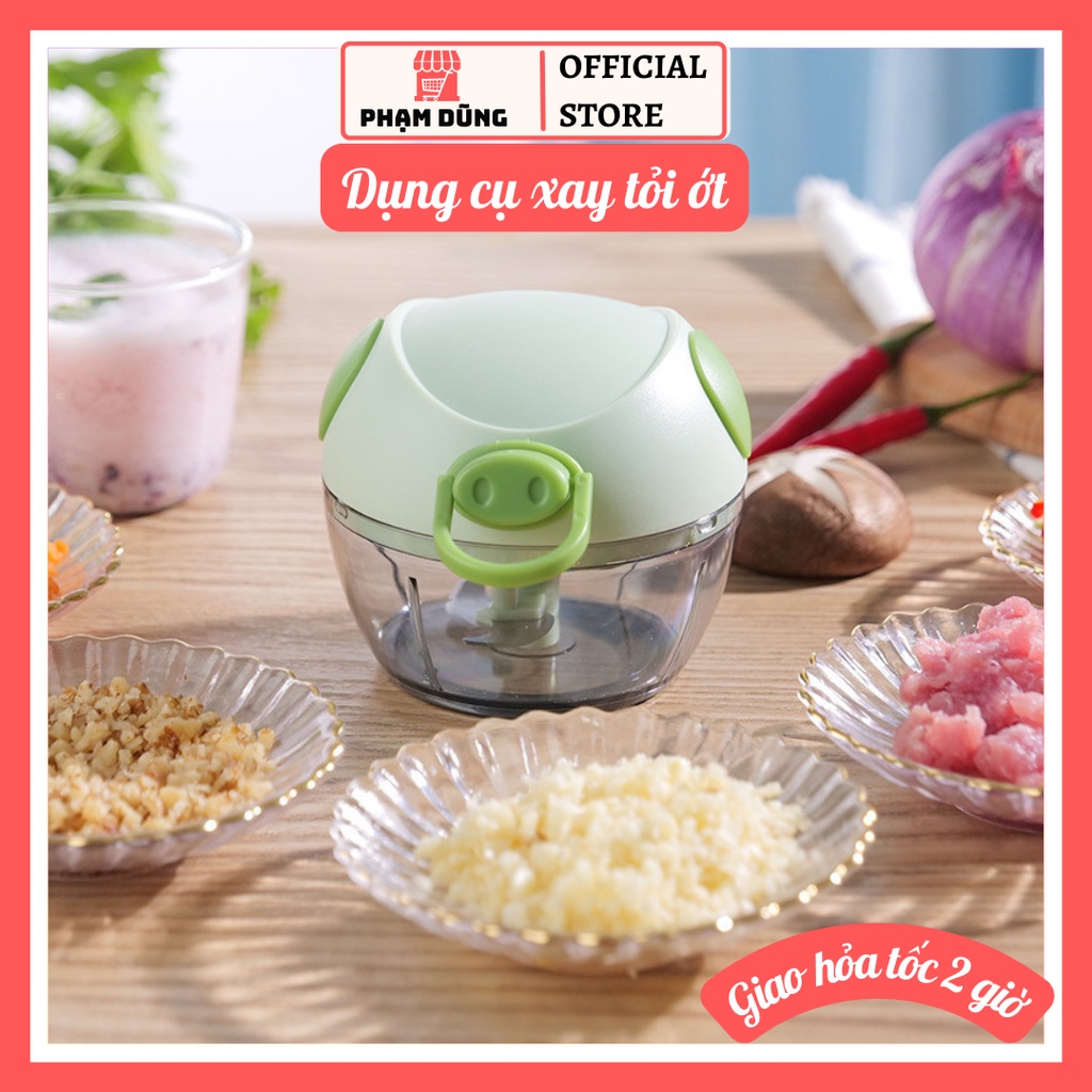 Dụng cụ xay tỏi ớt hình heo, máy xay tỏi ớt mini cầm tay tiện lợi