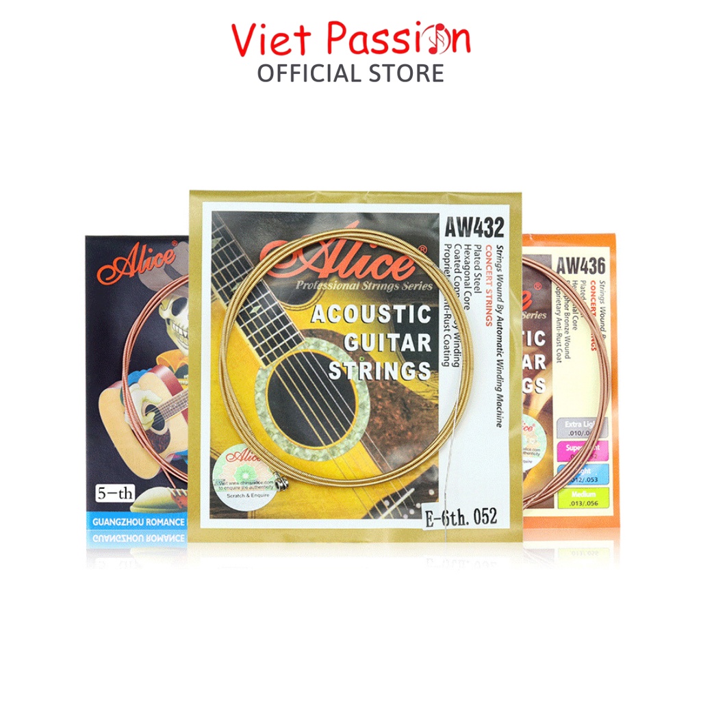 Dây lẻ acoustic Alice A206,AW436 AW432 cho đàn guitar dây lẻ 1,2,3 dây sắt chính hãng Viet Passion HCM