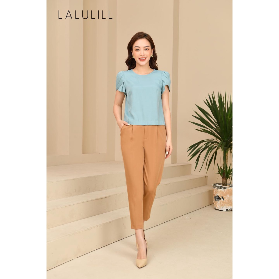 Quần Baggy nữ, Quần tây nữ công sở màu nâu cam lưng cao dáng xuông siêu tôn dáng size to