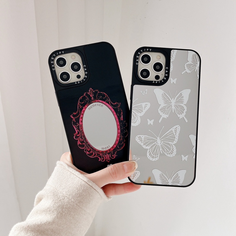 Ốp Điện Thoại Silicone Mềm Mặt Gương In Hình Bướm Cho iPhone 11 12 13 14 Plus Pro Max