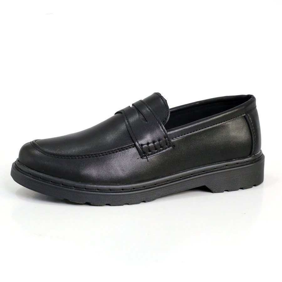 Giày penny loafer nam Inichi G1085 full đen, da lì chống nhăn