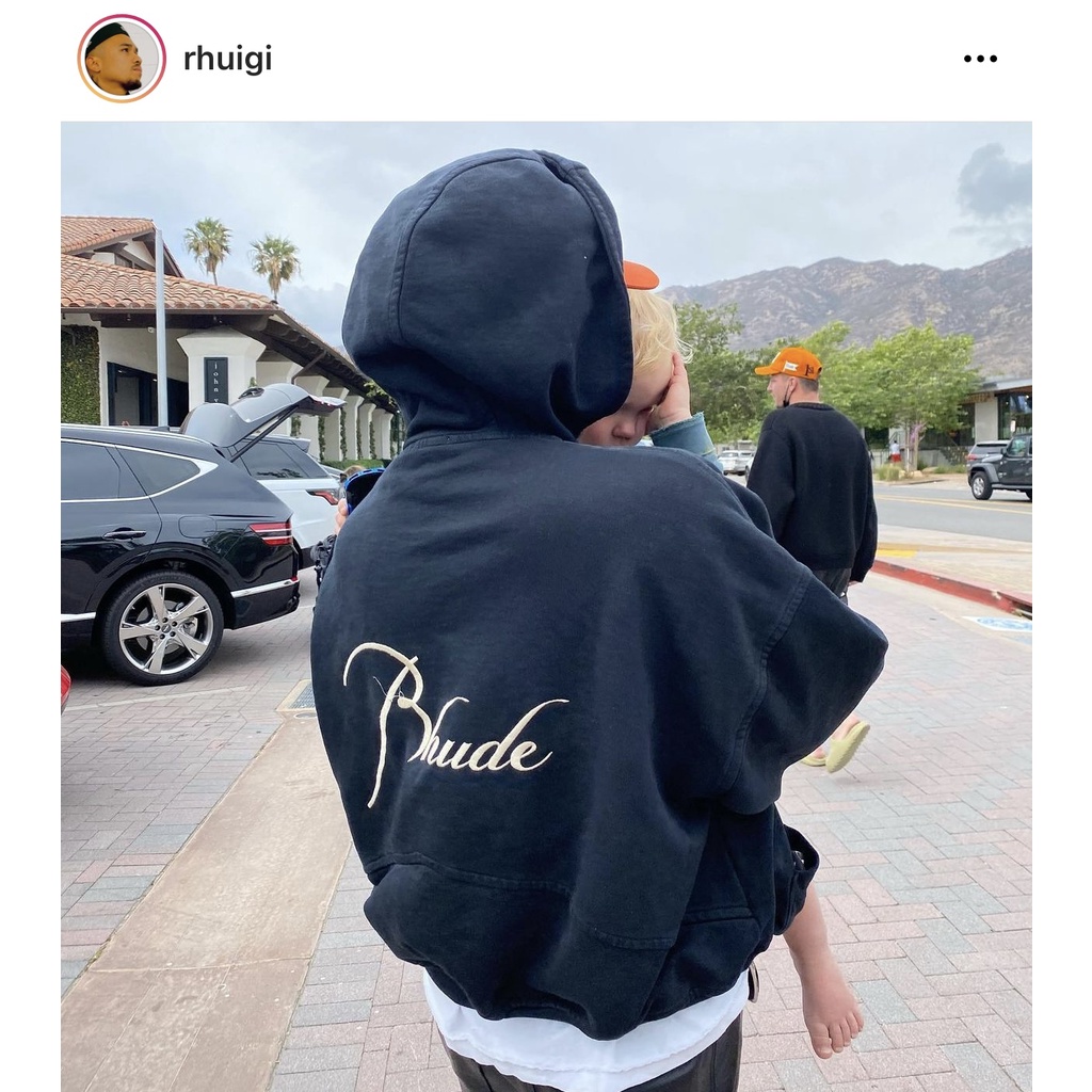 ⚡️ - Áo Khoác Rhude Black Full Zip Oversized Hoodie Logo Thêu, Áo khoác zip hoodie Rhude form rộng