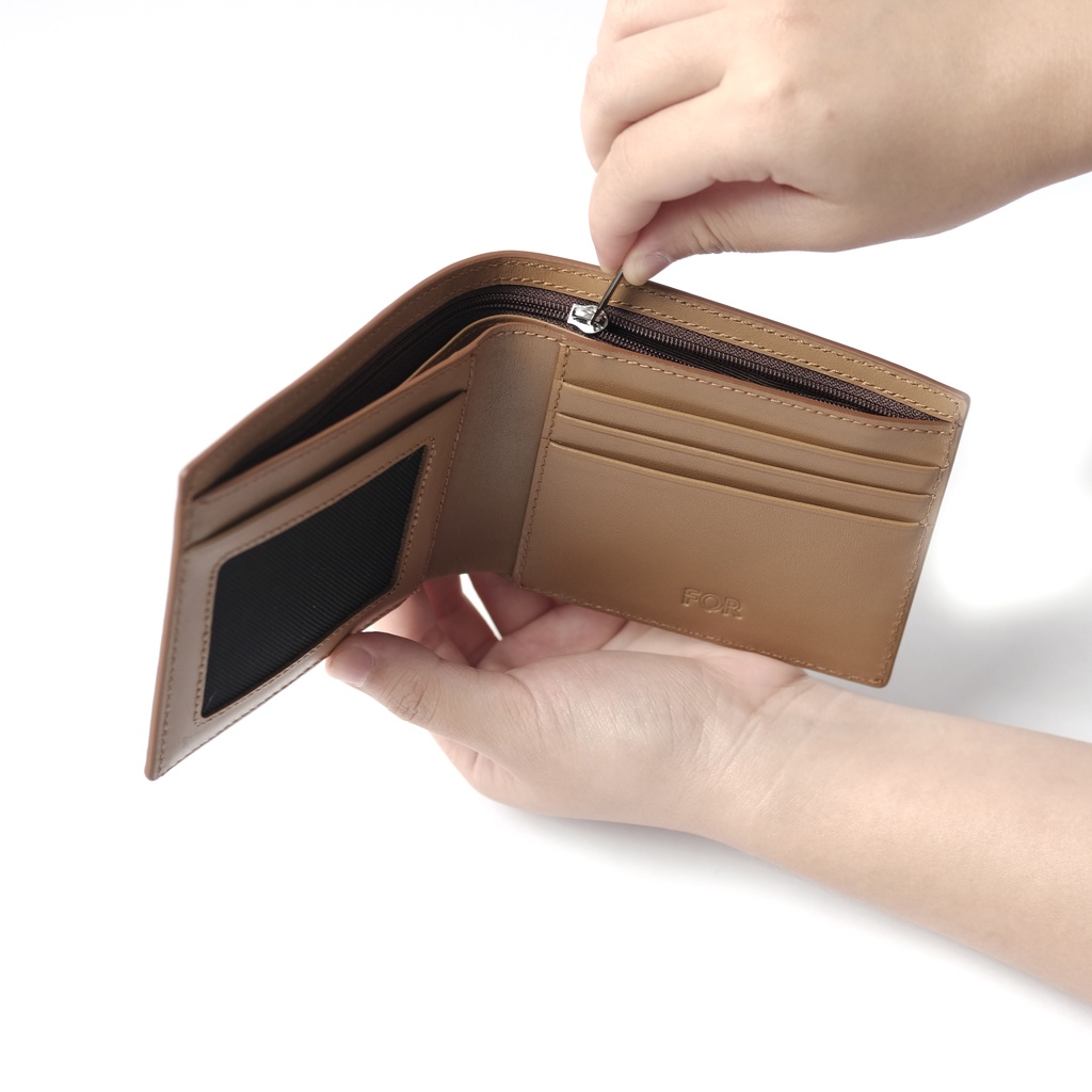 Ví mềm da bò Nappa FOR - Dáng đứng/ngang - Màu vàng bò V76