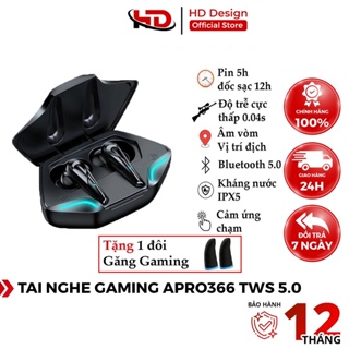 Hình ảnh Tai Nghe Gaming Apro366 Tws Bluetooth 5.0 - Không Dây Có Mic Với Độ Trễ Thấp - Chính Hãng HD DESIGN chính hãng