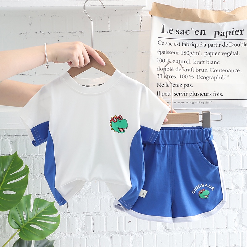 Set Đồ Thể Thao 2 Món Bằng Vải Cotton In Họa Tiết Lá Thời Trang Cho Bé Trai Sơ Sinh