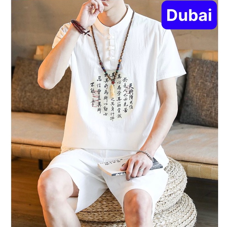 BỘ THỂ THAO NAM VÒNG TRÒN TRUNG HOA, ĐỒ BỘ QUẦN ÁO MÙA HÈ CỘC TAY VẢI ĐẸP CAO CẤP- DUBAI FASHION
